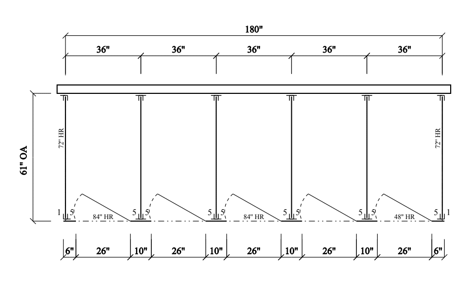 Bathroom Partitions - 5 Stalls - Right Hand Free Standing Standard - Image 2