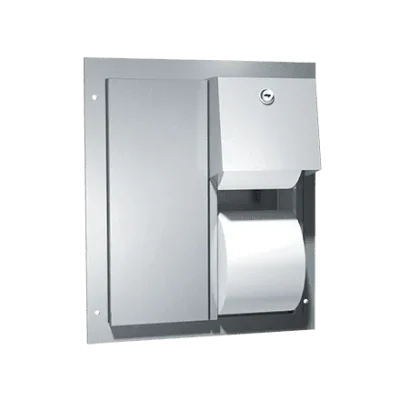 Photo of ASI 0032 Toilet Tissue Dispenser, Twin Hide-A-Roll – Partition Mounted