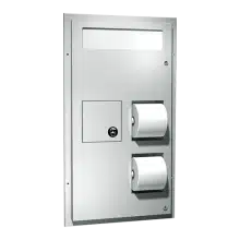 Photo of ASI 0481 - Toilet Seat Cover & Toilet Tissue Dispenser w/ Napkin Disposal (Dual Access) – Partition Mounted
