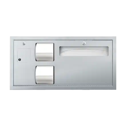 ASI – 0487 Traditional™ ADA-Compliant Toilet Tissue & Seat Cover Dispenser W/ Waste Disposal – Recessed