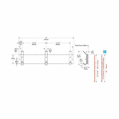 Bobrick Stainless Steel B-232x24 Hook Strip - Image 2