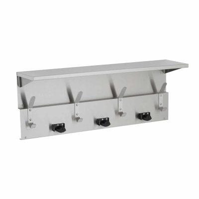 Bobrick B-239 Utility Shelf with Mop/Broom Holders and Rag Hooks