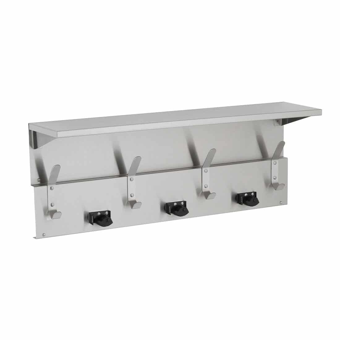 Bobrick B-239 Utility Shelf with Mop/Broom Holders and Rag Hooks