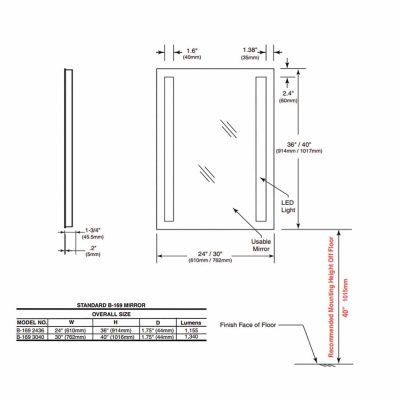 Bobrick LED Side Lit Mirror B-169 - Image 3