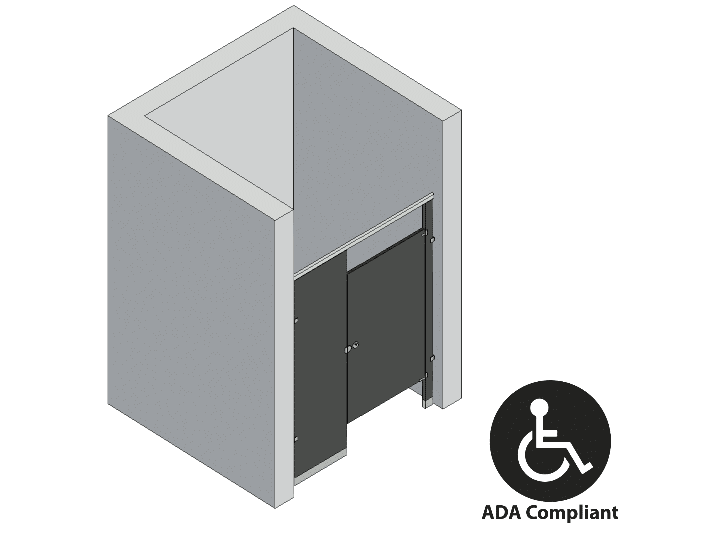 Bathroom Partitions - 1 Stall - Between Walls Right Hand ADA