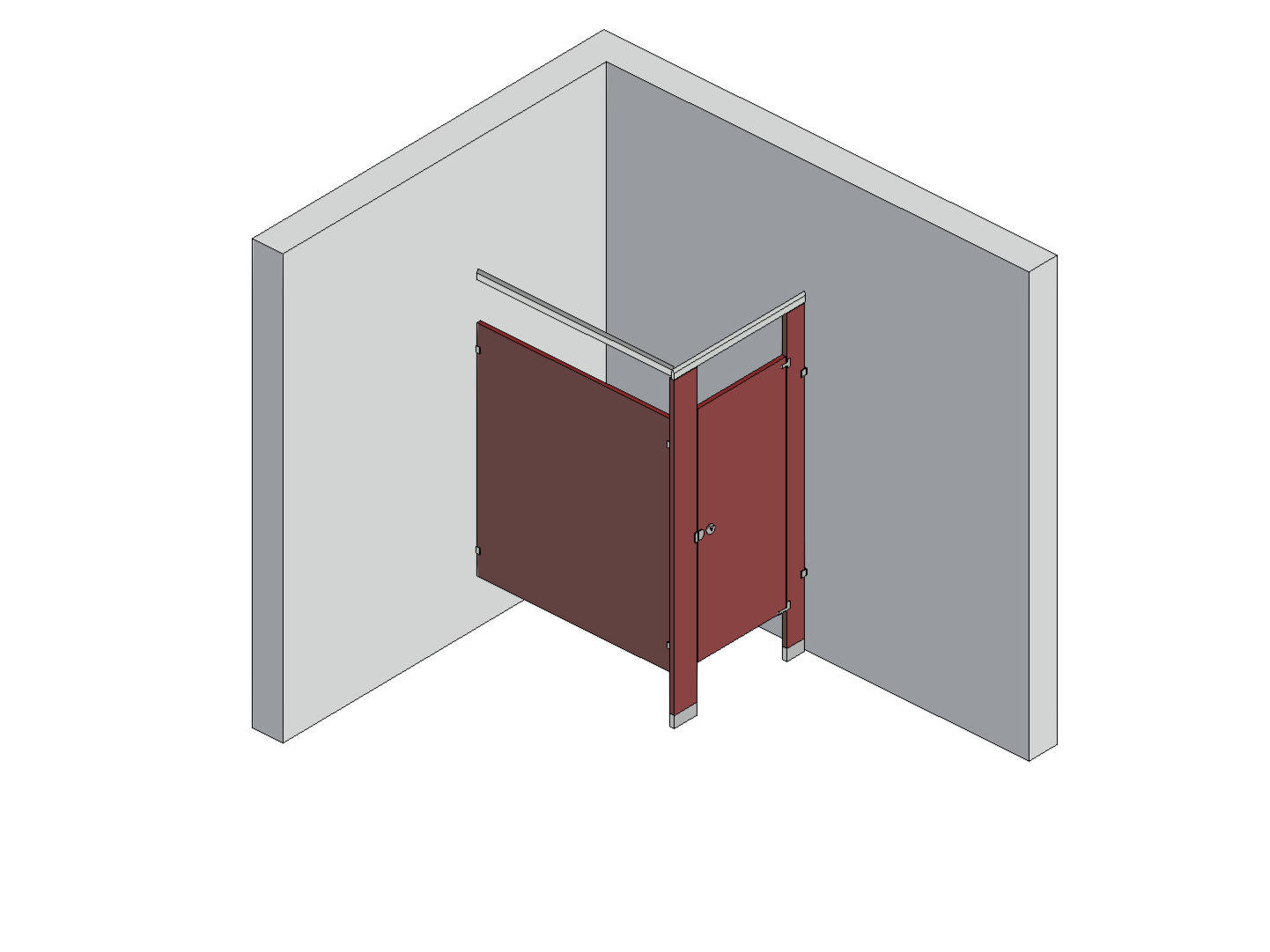 Bathroom Partitions - 1 Stall - Corner Right Hand Standard