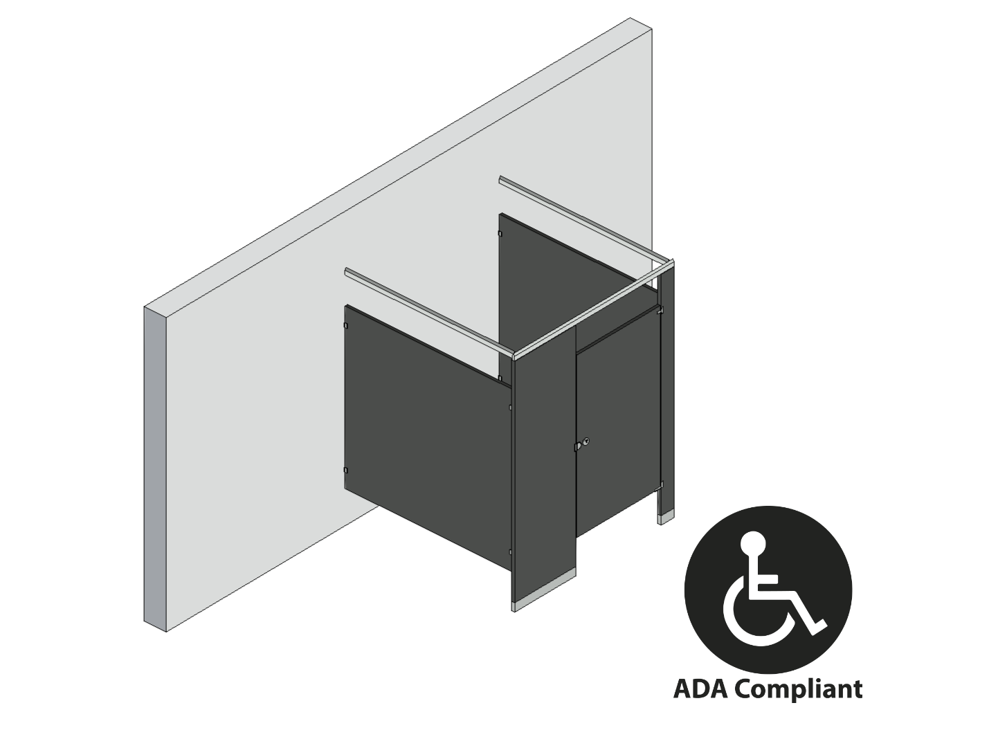 Bathroom Partitions - 1 Stall - Free Standing Right Hand ADA