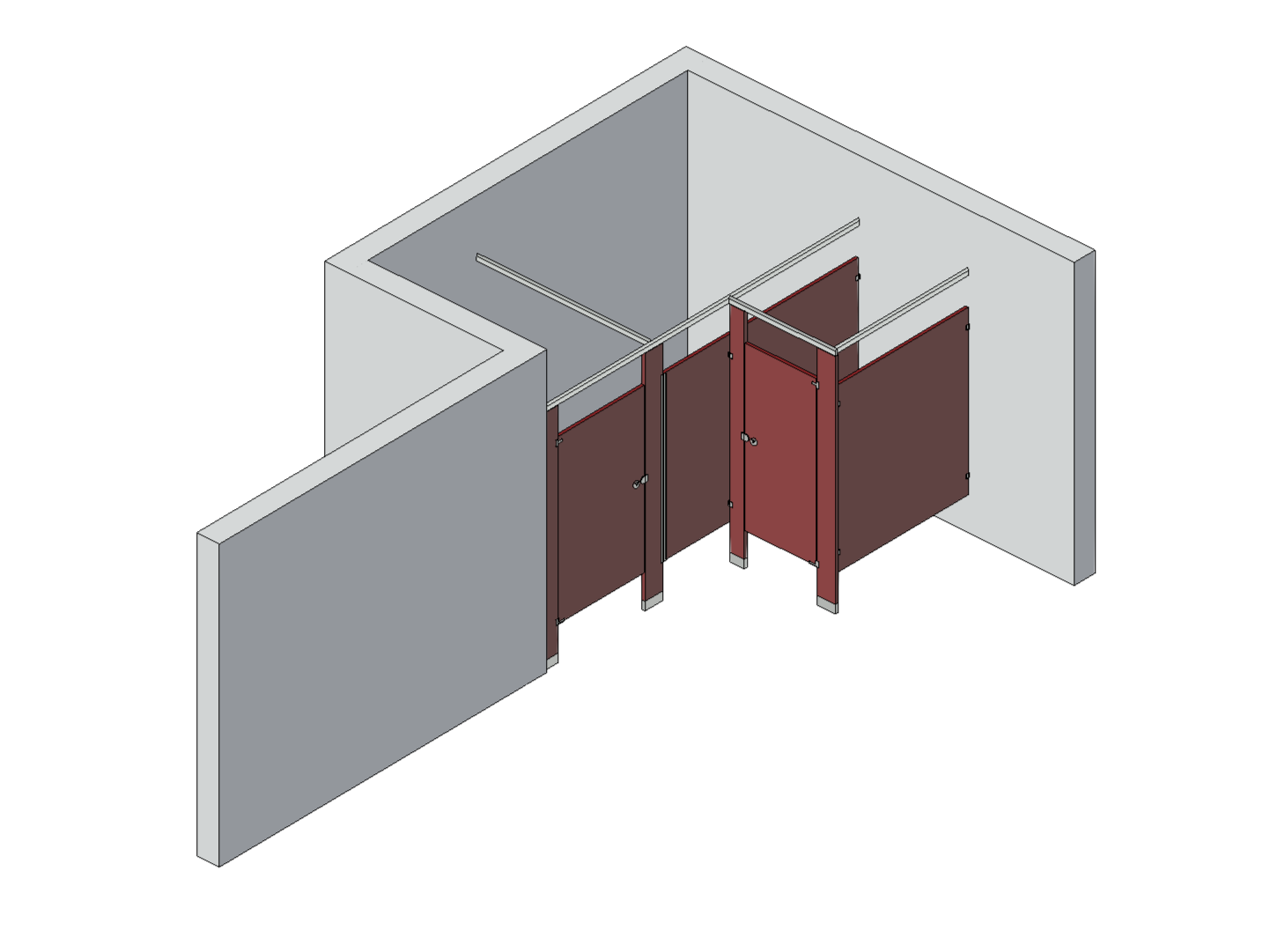 Bathroom Partitions - 2 Stalls - Alcove Left Hand Standard