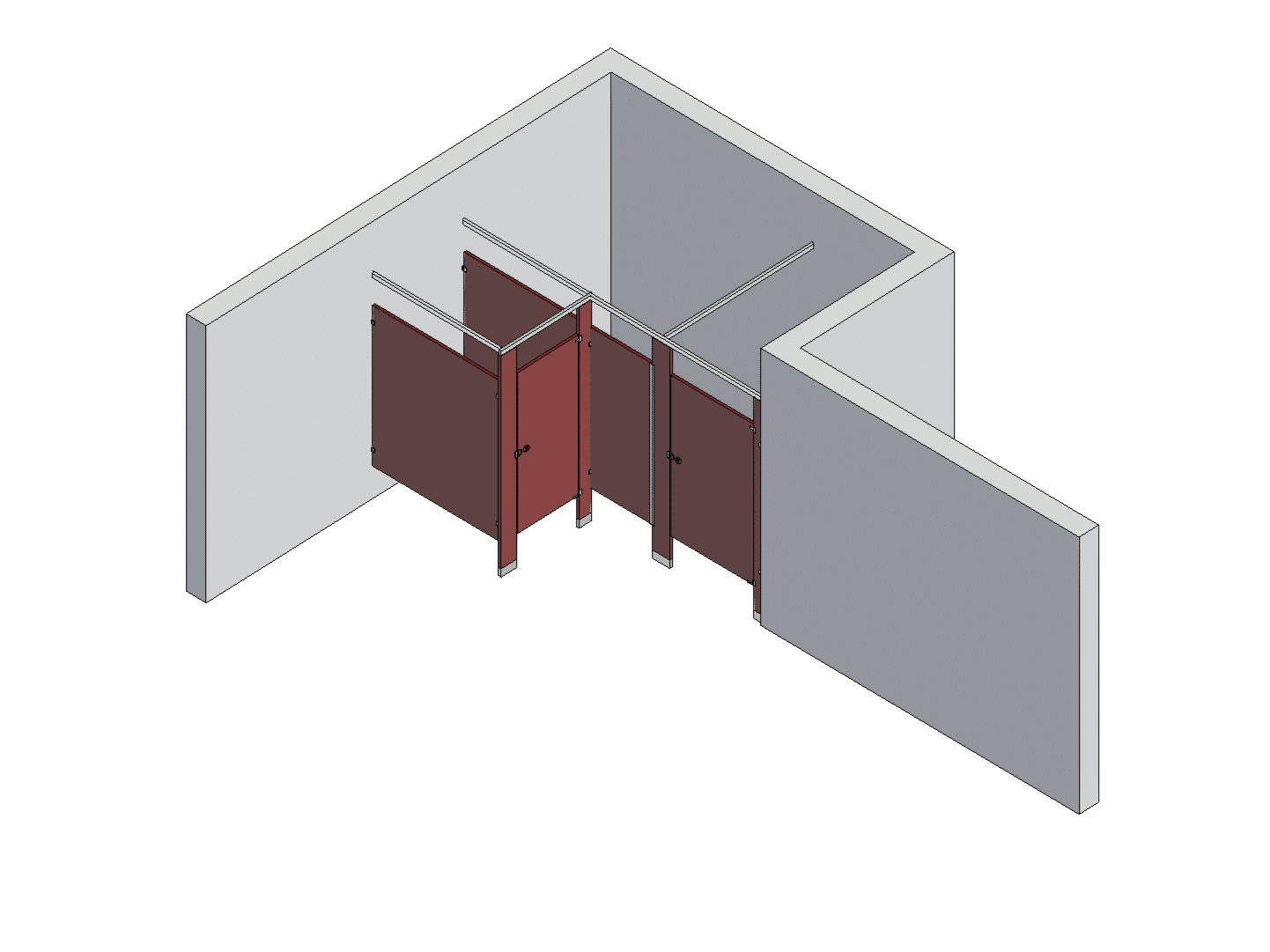 Bathroom Partitions - 2 Stalls - Alcove Right Hand Standard