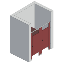 Bathroom Partitions - 2 Stalls - Between Walls Right Hand Standard