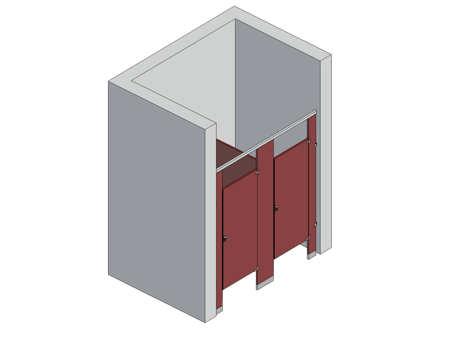 Bathroom Partitions - 2 Stalls - Between Walls Right Hand Standard