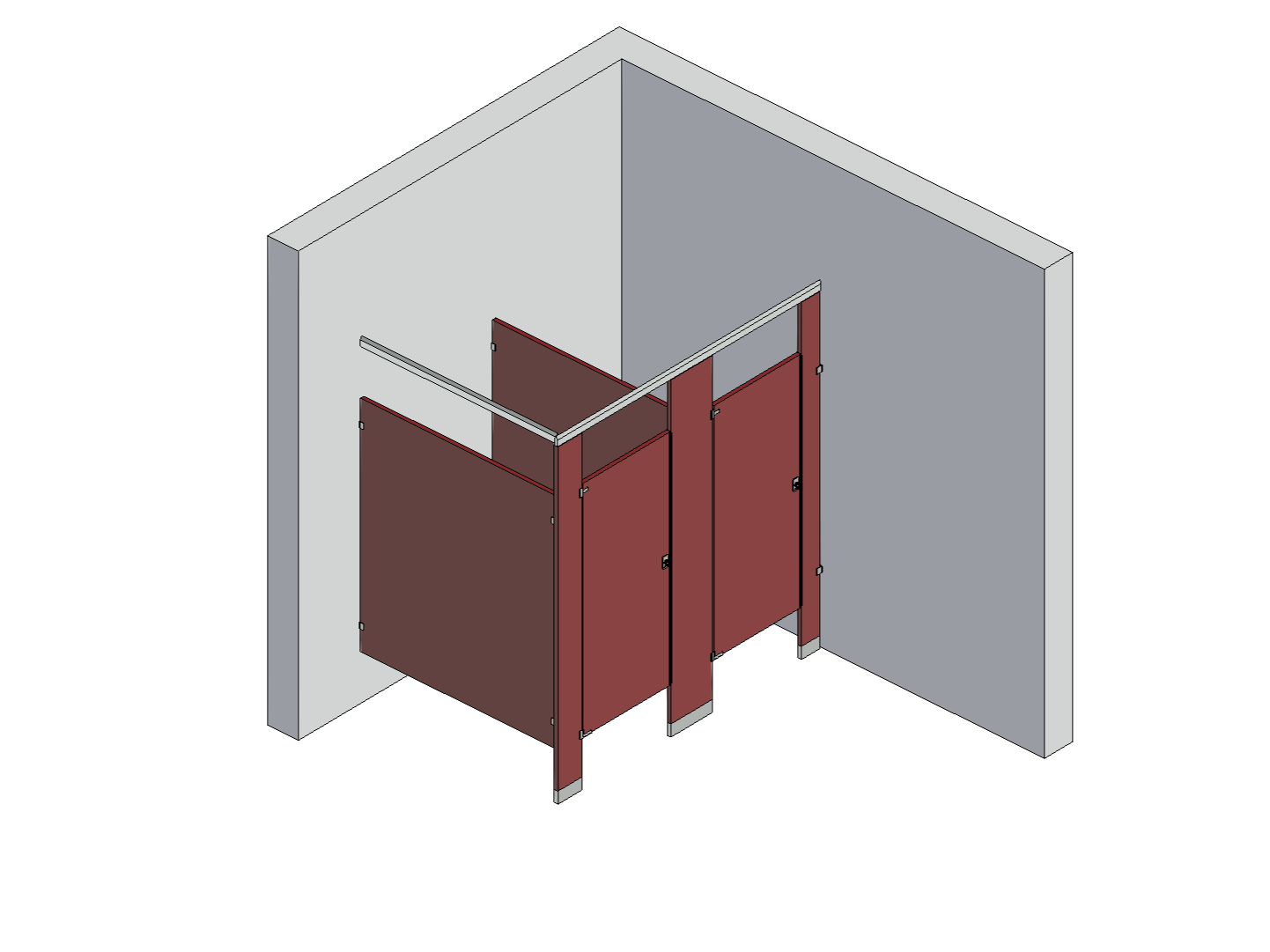 Bathroom Partitions - 2 Stalls - Corner Right Hand Standard