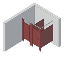 Bathroom Partitions - 2 Stalls - Corner Left Hand Standard