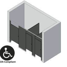 Bathroom Partitions - 3 Stalls - Between Walls Left Hand ADA