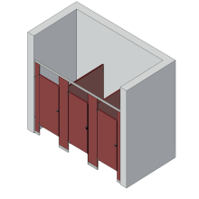 Bathroom Partitions - 3 Stalls - Between Walls Left Hand Standard