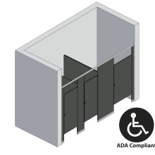 Bathroom Partitions - 3 Stalls - Between Walls Right Hand ADA