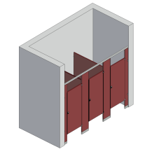 Bathroom Partitions - 3 Stalls - Between Walls Right Hand Standard
