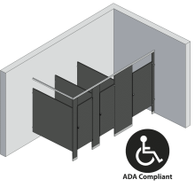 Bathroom Partitions - 3 Stalls - Corner Right Hand ADA