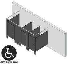 Bathroom Partitions - 3 Stalls - Free Standing Left Hand ADA