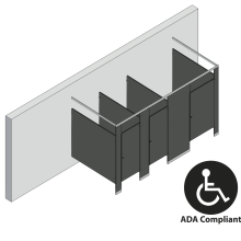 Bathroom Partitions - 3 Stalls - Free Standing Right Hand ADA