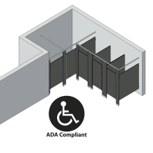 Bathroom Partitions - 4 Stalls - Alcove Left Hand ADA