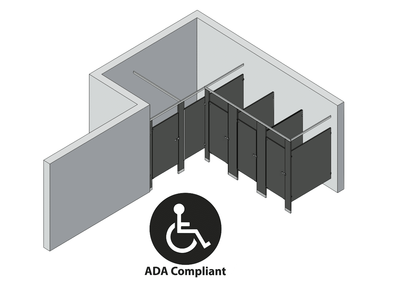 Bathroom Partitions - 4 Stalls - Alcove Left Hand ADA