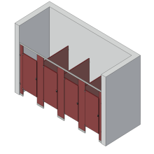 Bathroom Partitions - 4 Stalls - Between Walls Left Hand Standard
