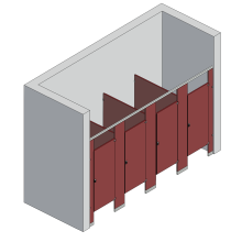 Bathroom Partitions - 4 Stalls - Between Walls Right Hand Standard