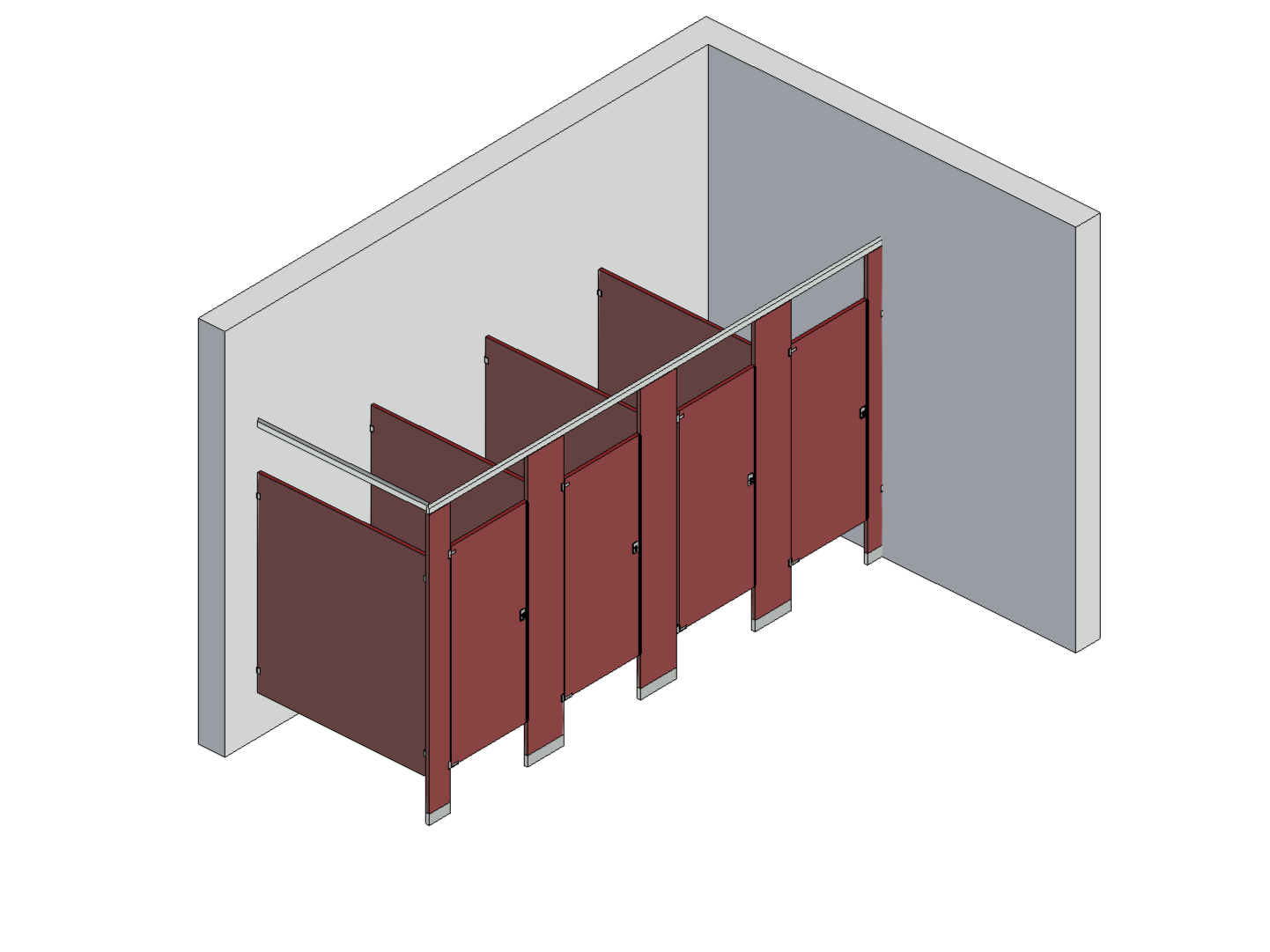 Bathroom Partitions - 4 Stalls - Corner Right Hand Standard
