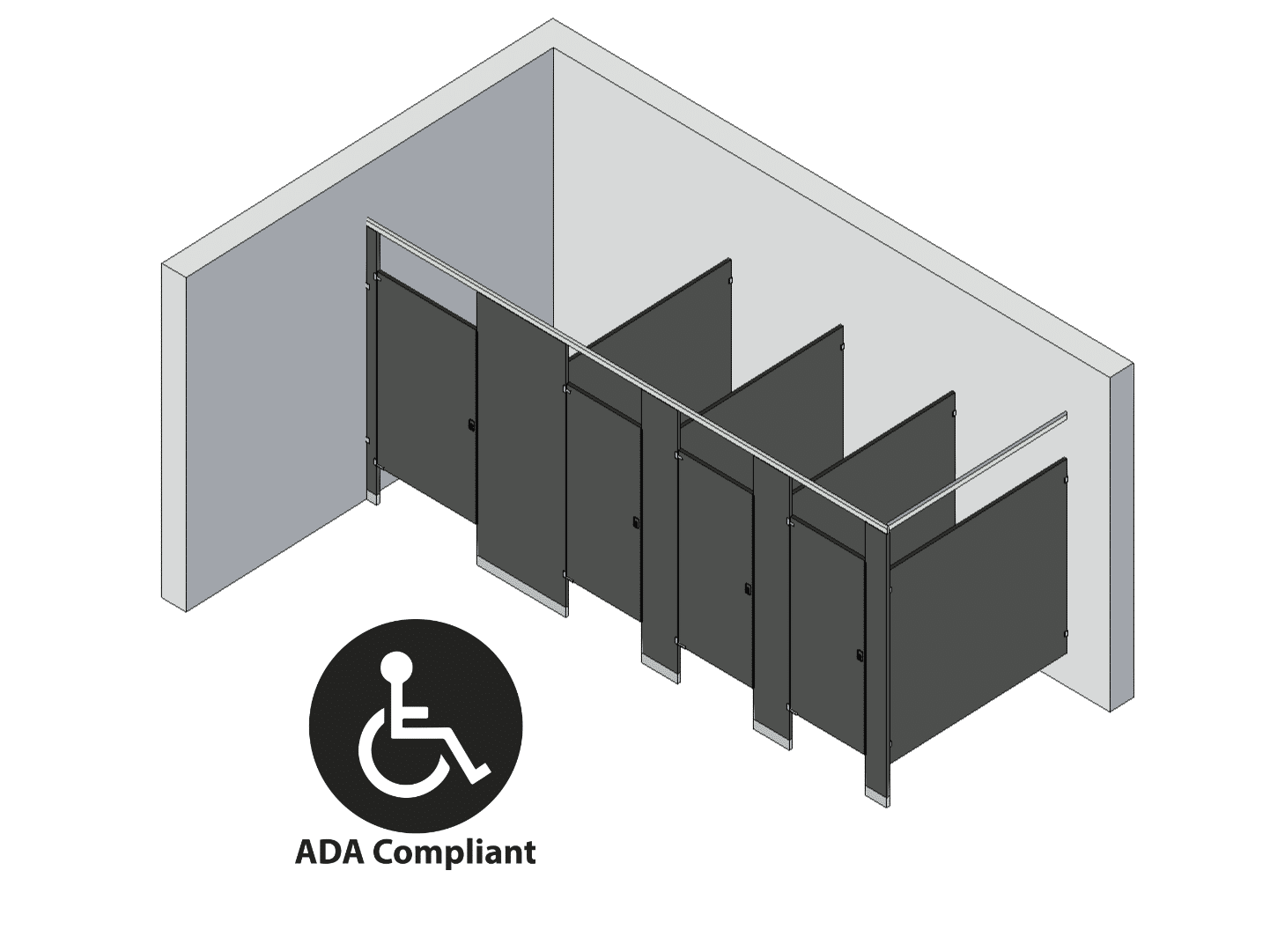 Bathroom Partitions - 4 Stalls - Corner Left Hand ADA