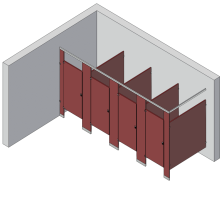 Bathroom Partitions - 4 Stalls - Corner Left Hand Standard