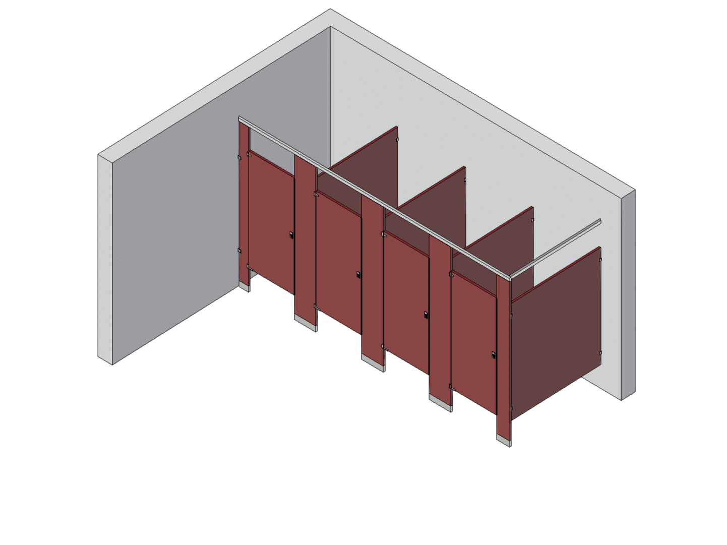 Bathroom Partitions - 4 Stalls - Corner Left Hand Standard