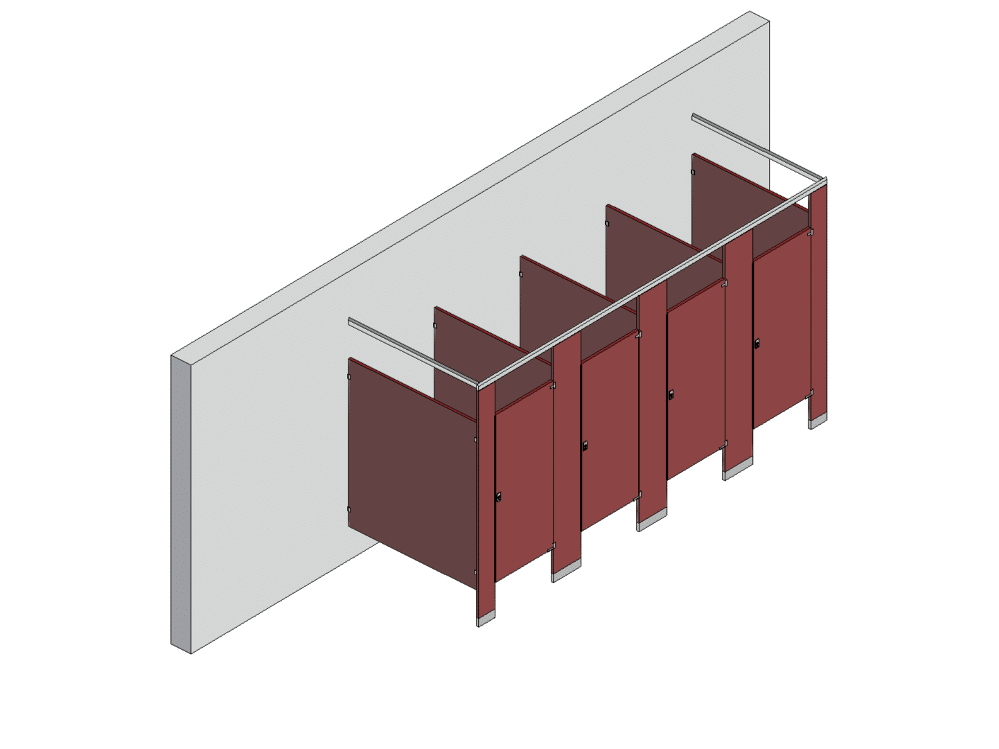 Bathroom Partitions - 4 Stalls - Free Standing Right Hand Standard