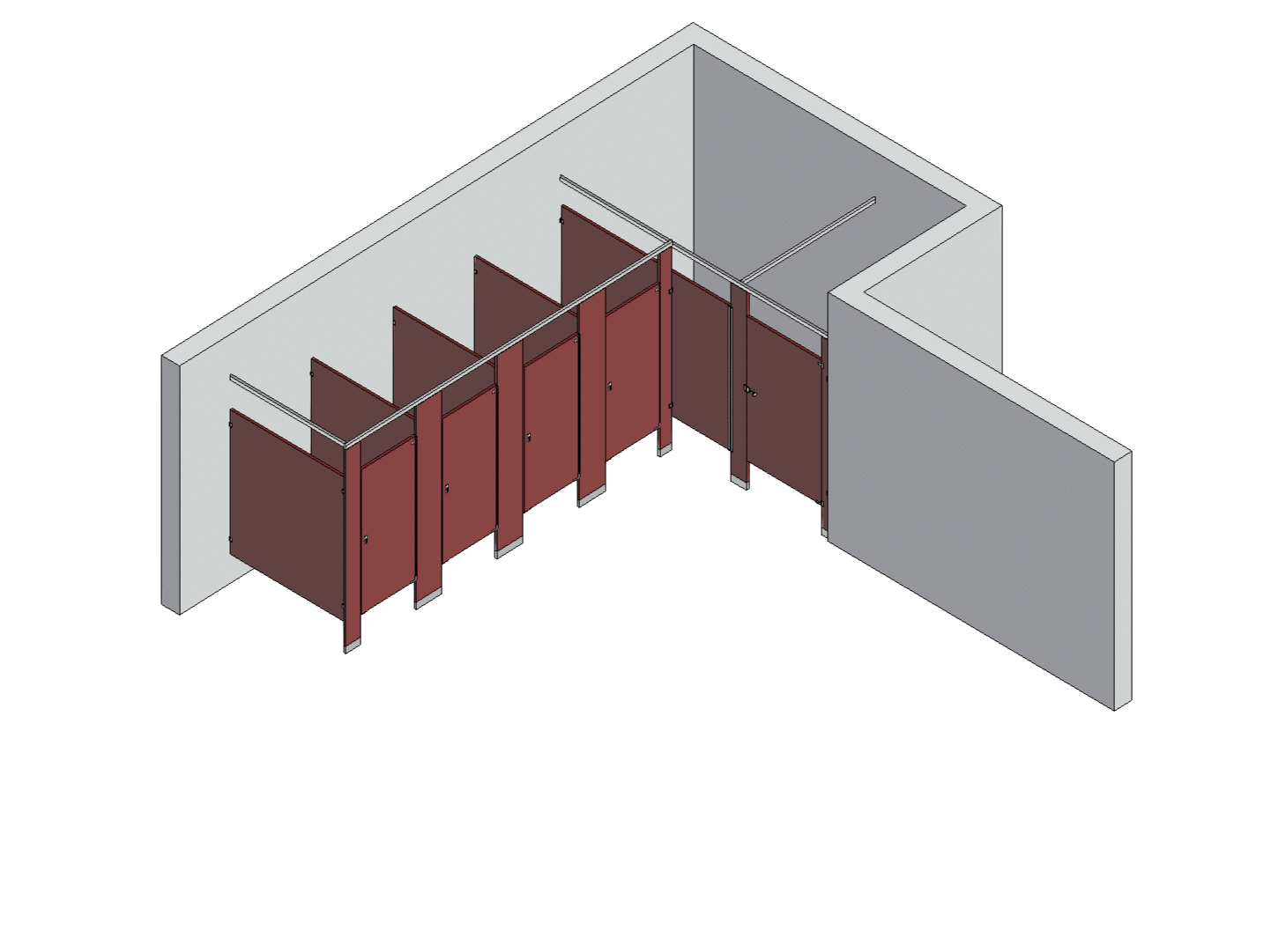 Bathroom Partitions - 5 Stalls - Alcove Right Hand Standard