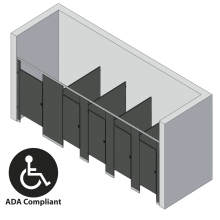 Bathroom Partitions - 5 Stalls - Between Walls Left Hand ADA