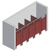 Bathroom Partitions - 5 Stalls - Between Walls Right Hand Standard