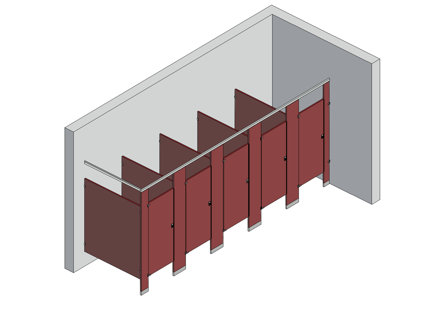 Bathroom Partitions - 5 Stalls - Corner Right Hand Standard