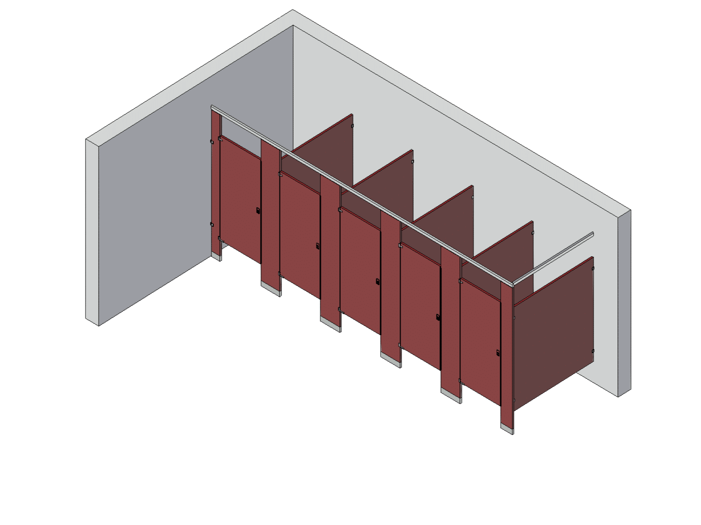Bathroom Partitions - 5 Stalls - Corner Left Hand Standard