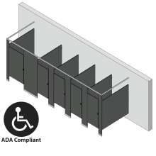 Bathroom Partitions - 5 Stalls - Free Standing Left Hand ADA