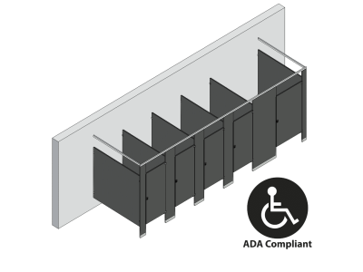 Bathroom Partitions - 5 Stalls - Free Standing Right Hand ADA