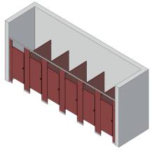 Bathroom Partitions - 6 Stalls - Between Walls Left Hand Standard