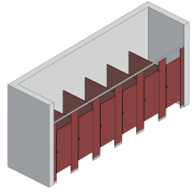 Bathroom Partitions - 6 Stalls - Between Walls Right Hand Standard