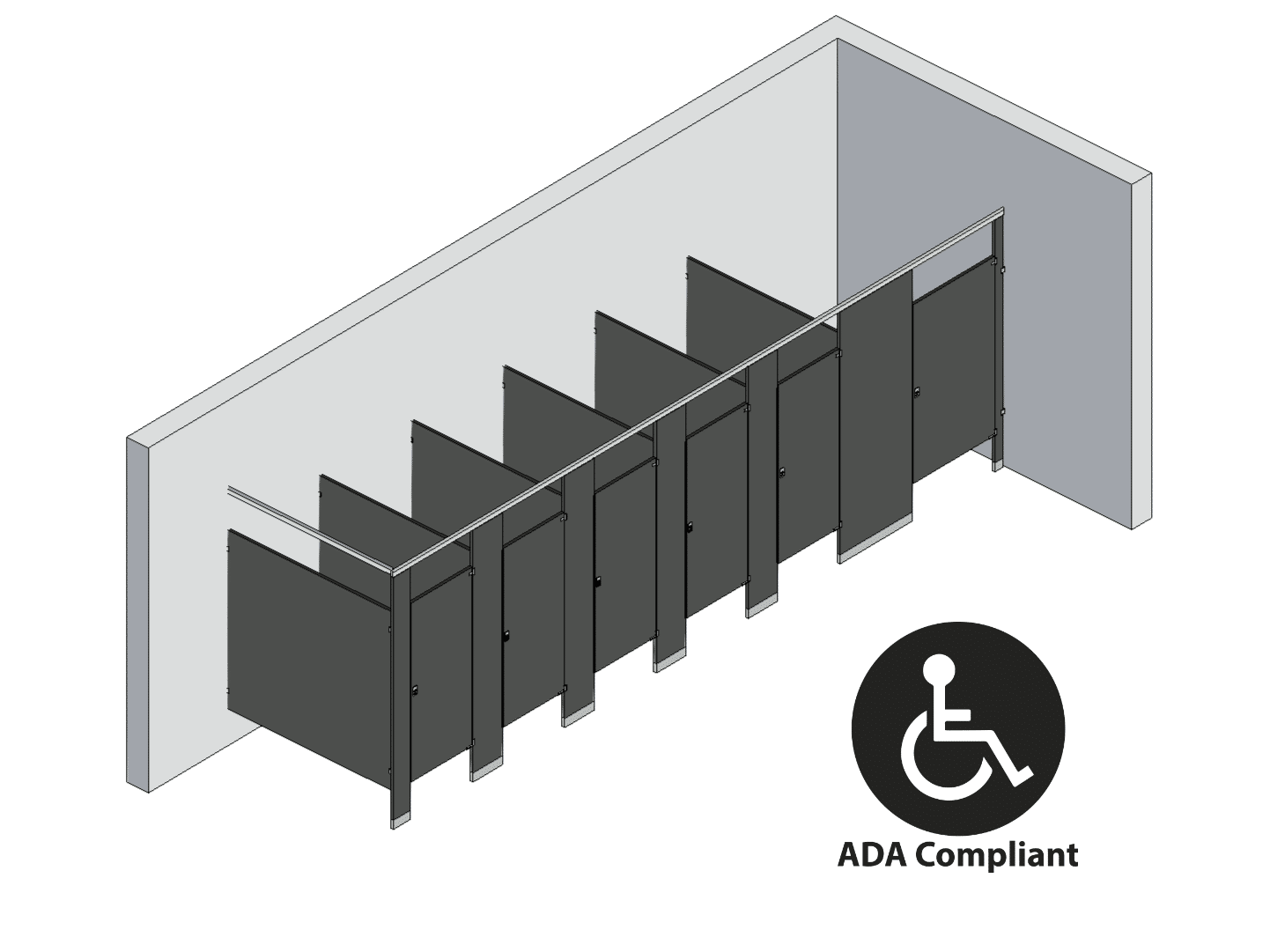 Bathroom Partitions - 6 Stalls - Corner Right Hand ADA