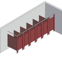 Bathroom Partitions - 6 Stalls - Corner Right Hand Standard