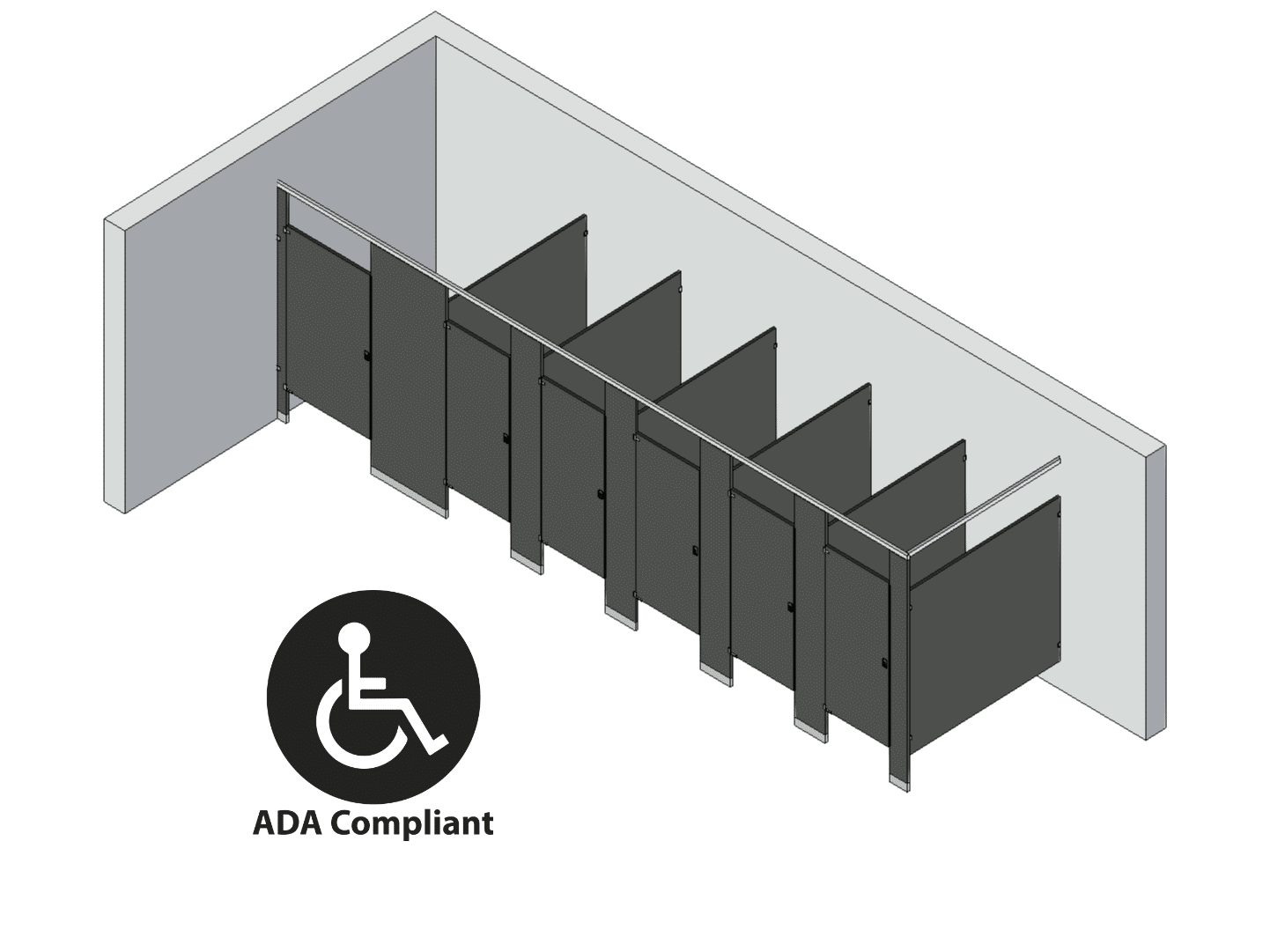 Bathroom Partitions - 6 Stalls - Corner Left Hand ADA