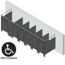 Bathroom Partitions - 6 Stalls - Free Standing Left Hand ADA