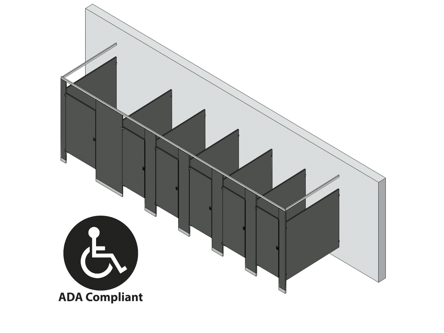 Bathroom Partitions - 6 Stalls - Free Standing Left Hand ADA