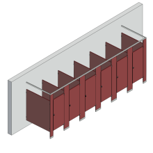 Bathroom Partitions - 6 Stalls - Free Standing Right Hand Standard