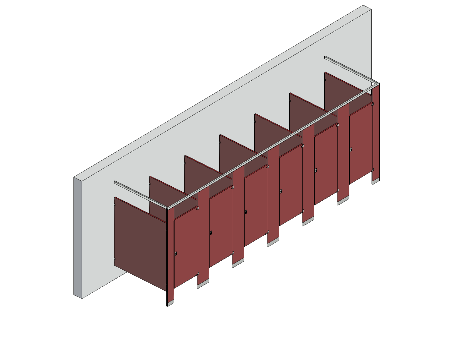 Bathroom Partitions - 6 Stalls - Free Standing Right Hand Standard