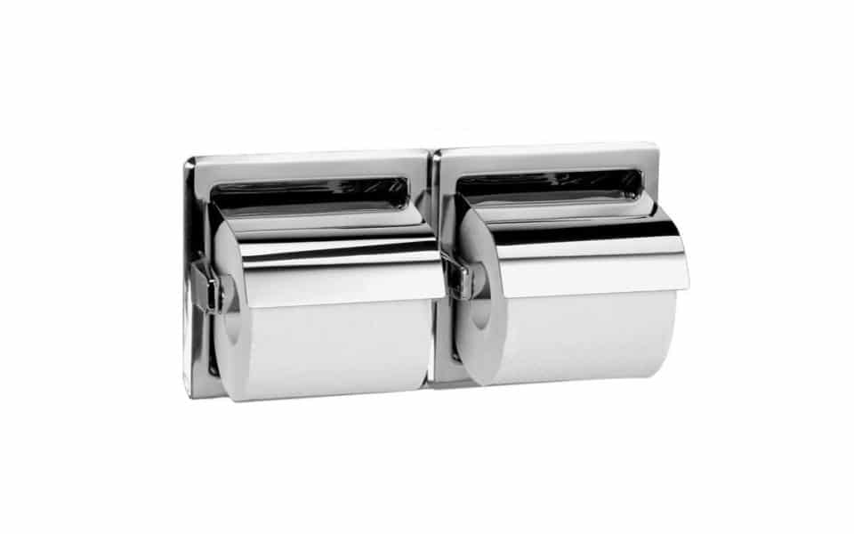 Bradley 5123 Recessed Hinged Hood Dual Roll Toilet Paper Dispenser